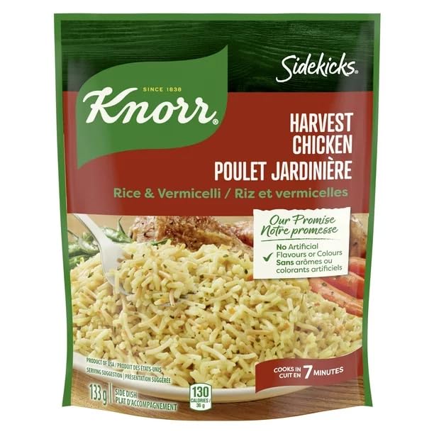 Knorr Sidekicks Harvest Chicken Rice Side Dish, Chicken Rice & Vermicelli Side dish, 133g/4.7 oz (Shipped from Canada)