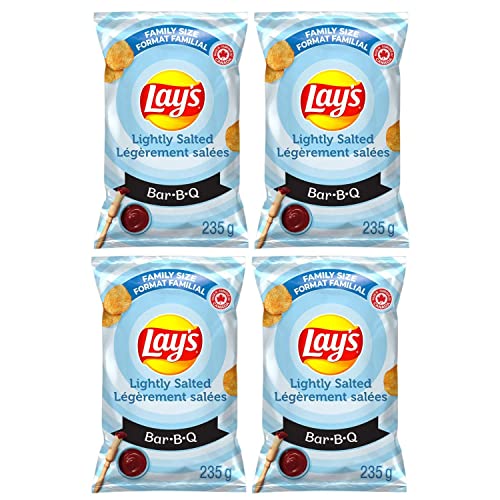 Lays Lightly Salted Barbecue Potato Chips Family Bag pack of 4