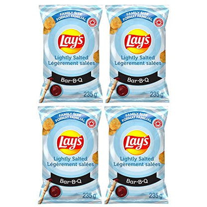 Lays Lightly Salted Barbecue Potato Chips Family Bag pack of 4