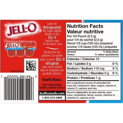 Jell-O Strawberry Jelly Powder Light, Gelatin Mix, 10.1g/0.35oz (Shipped from Canada)