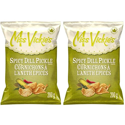 Miss Vickie’s Spicy Dill Pickle Kettle Cooked Potato Chips 200g/7oz (Shipped from Canada)