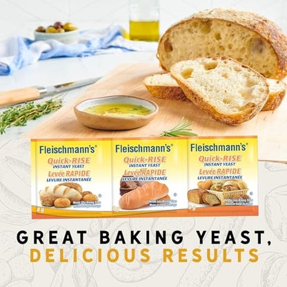 Fleischmann’s Quik-Rise Instant Yeast, One Rest and Rise, 3 sachets x 8g, 24g/0.8 oz (Shipped from Canada)