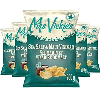 Miss Vickie's Sea Salt & Malt Vinegar Kettle Cooked Potato Chips, 200g/7oz (Shipped from Canada)