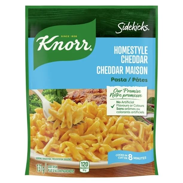 Knorr Sidekicks Homestyle Cheddar Pasta Side Dish, Pasta Side Dish, 131g/4.6 oz (Shipped from Canada)