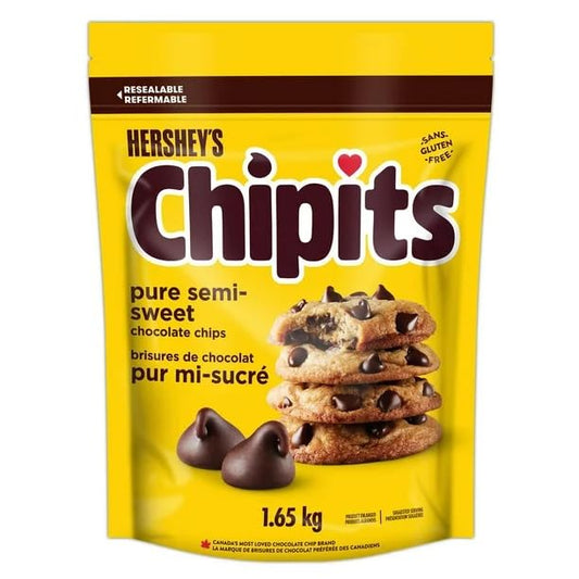 Hershey CHIPITS Pure Semi-Sweet Chocolate Chips, 1.65kg/58.20oz (Shipped from Canada)