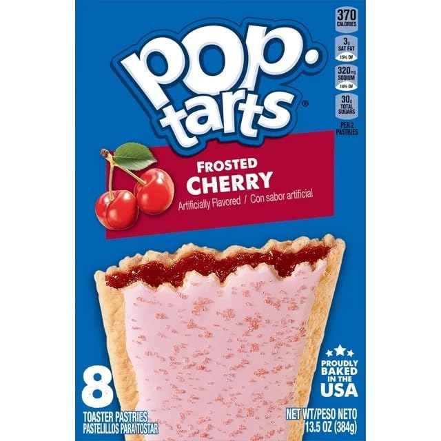 Pop Tarts Frosted Cherry, 8 Toaster Pastries, 384g/13.5oz (Shipped from Canada)