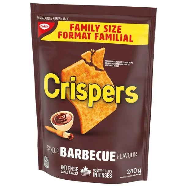 Christie Crispers Barbecue Flavour Family Size Salty Snacks, 240g/8.47 oz (Shipped from Canada)