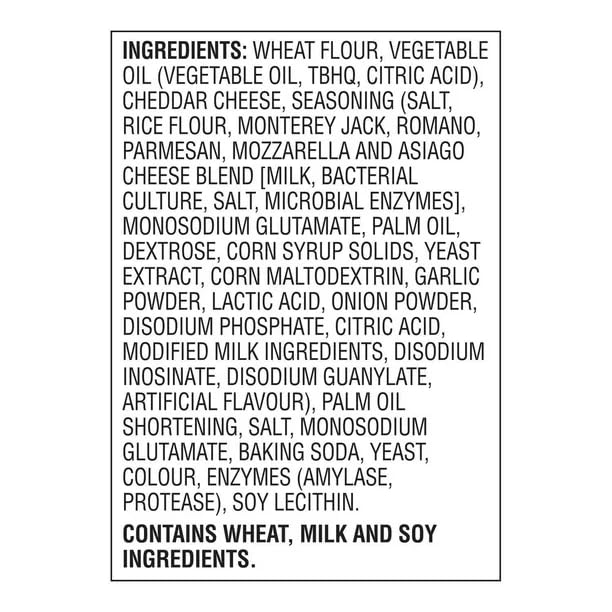 Cheez-It Baked Snack Crackers Italian Four Cheese Ingredients