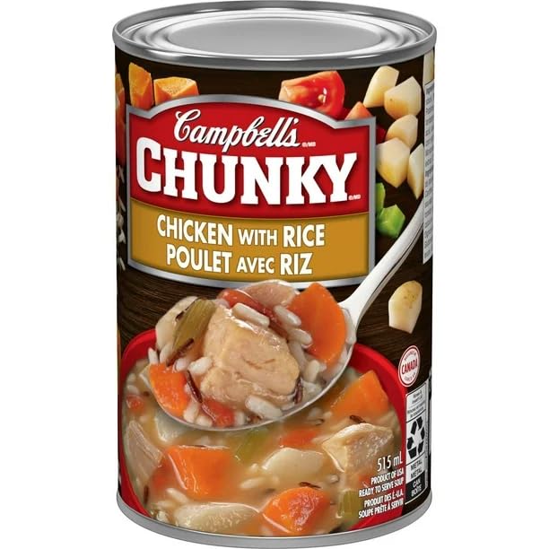 Campbell's Chunky Chicken with Rice Ready to Serve Soup, Ready to Serve Soup, 515 ml/17.4 fl. oz (Shipped from Canada)