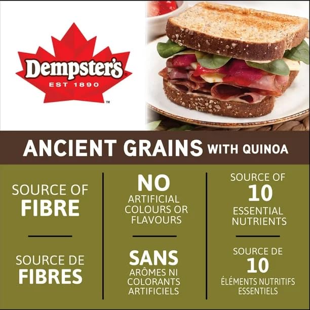 Dempster’s 100% Whole Grains Ancient Grains with Quinoa Sliced Bread, 600g/21.16oz (Shipped from Canada)