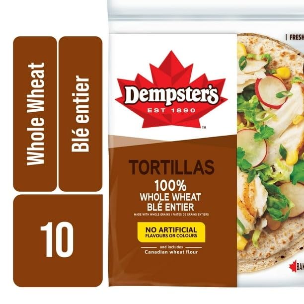 Dempster’s 100% Whole Wheat Medium Tortillas, 340g/12 oz (Shipped from Canada)