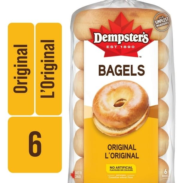 Dempster’s Original Bagels, 6 Bagels, 450g/15.9 oz (Shipped from Canada)