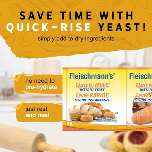 Fleischmann’s Quik-Rise Instant Yeast, One Rest and Rise, 3 sachets x 8g, 24g/0.8 oz (Shipped from Canada)