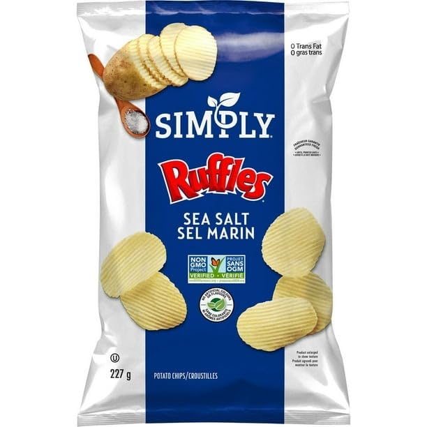 Simply RUFFLES Sea Salt Potato Chips, 227g/8 oz (Shipped from Canada)