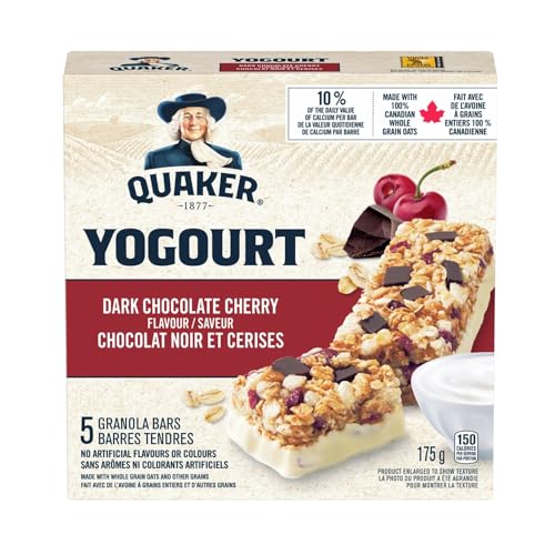 QUAKER Yogourt Dark Chocolate Cherry Bars, 5 Bars x 35g, 175g/6.2 oz (Shipped from Canada)