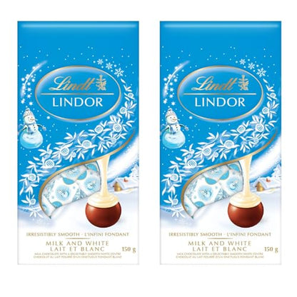 Lindor Holiday Snowman Milk and White Snowman Chocolate Candy Truffles 150g/5.3oz (Shipped from Canada)