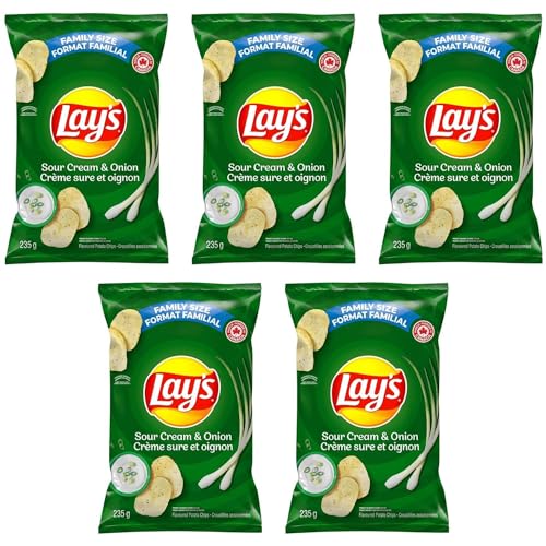 Lays Sour Cream & Onion Potato Chips Family Bag 235g/8.2oz (Shipped from Canada)