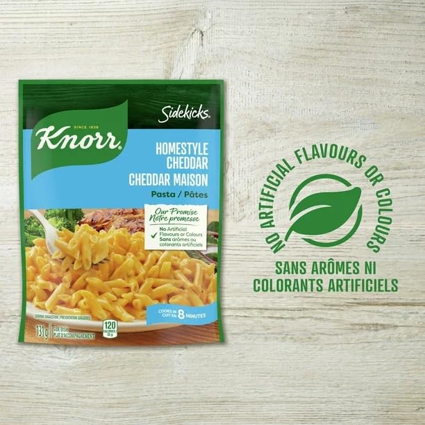 Knorr Sidekicks Homestyle Cheddar Pasta Side Dish, Pasta Side Dish, 131g/4.6 oz (Shipped from Canada)