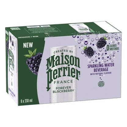 Maison Perrier France Blackberry, Sparkling Water Beverage, Natural Blackberry Flavour, No Calories, No Sweeteners, No Sodium, Sourced & Bottled In France, 8 x 330ml/11.2 fl. oz (Shipped from Canada)