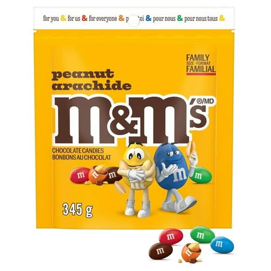 M&Ms, Peanut Milk Chocolate Candies, Family Bag, 345 g/12.2 oz (Includes Ice Pack) Shipped from Canada
