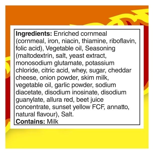 Cheeto Crunchy Flamin Hot Cheese Snacks Ingredients