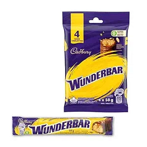 Cadbury Wunderbar Chocolatey Candy Bars, 4 pack, 232g/8.18oz (Includes Ice Pack) (Shipped from Canada)