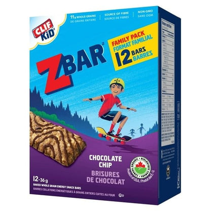 Clif Kid Zbar Chocolate Chip Organic Energy Bar, Non-GMO, Plant Based Food, 12 x 36g/1.3 oz (Shipped from Canada)