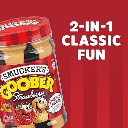 Smucker's Goober Peanut Butter & Strawberry Jelly with Pectin, Ultimate combo of Peanut Butter & Strawberry Spread, 510g/18 oz (Shipped from Canada)