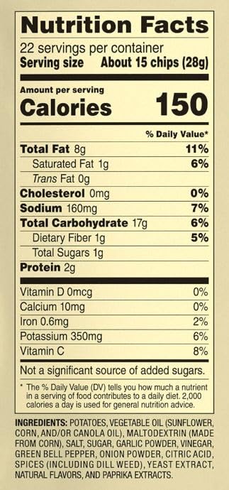 Miss Vickies Spicy Dill Pickle Nutrition Facts