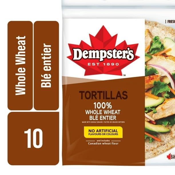 Dempster’s 100% Whole Wheat Large Tortillas, 610g/21.5 oz (Shipped from Canada)