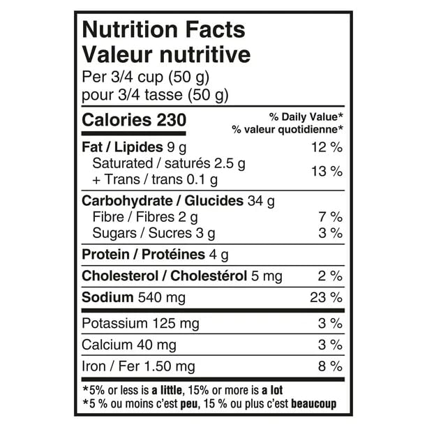 Christie Crispers Bits & Bites Cheddar Snack Mix Nutrition Facts