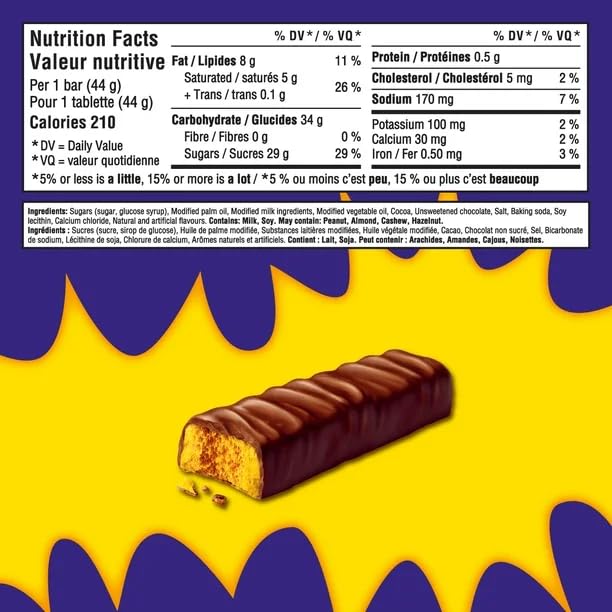 Cadbury Crunchie, Chocolatey Candy Bars, Multipack 176g/6.20oz (Includes Ice Pack) (Shipped from Canada)