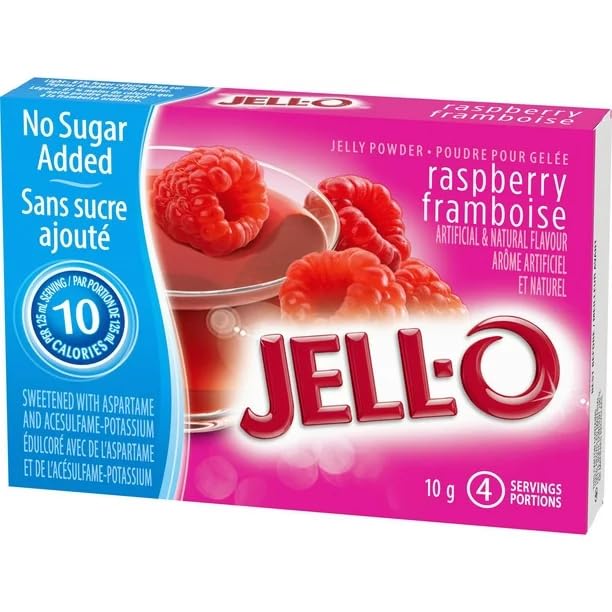 Jell-O Raspberry Jelly Powder Light, Gelatin Mix, 10g/0.35oz (Shipped from Canada)