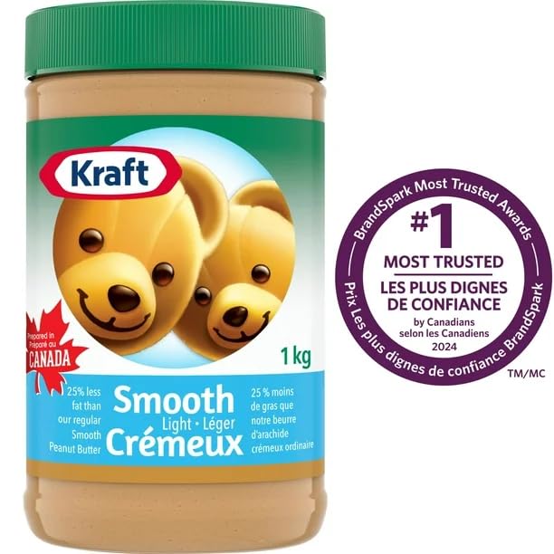 Kraft Smooth Light Peanut Butter, 1kg/35.2oz (Shipped from Canada)