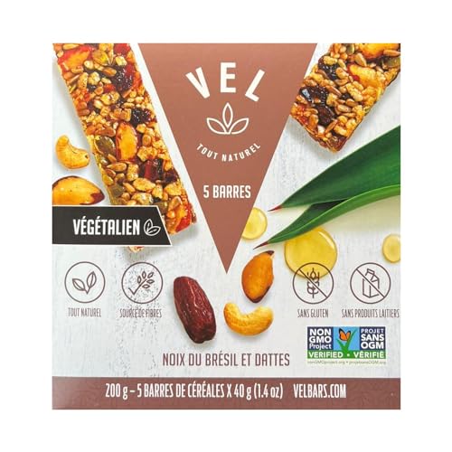 Vel Granola Bars Brazil Nut & Dates - All Natural, 200g/7oz (Shipped from Canada)