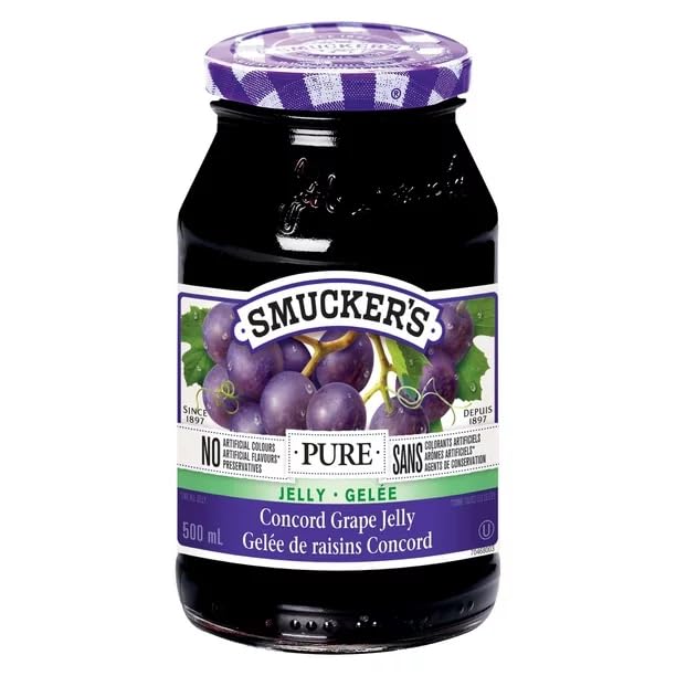 Smucker's Pure Concord Grape Jelly, 500 mL/16.9oz (Shipped from Canada)