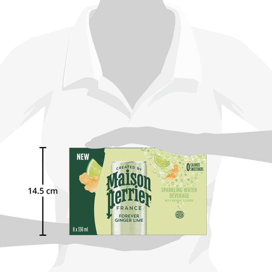 Maison Perrier France Ginger Lime, Sparkling Water Beverage, Natural Ginger Lime Flavour, No Calories, No Sweeteners, No Sodium, Sourced & Bottled In France, 8 x 330ml/11.16 fl. oz (Shipped from Canada)