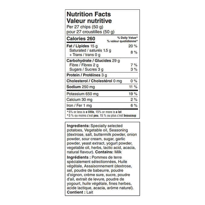 Miss Vickies Sour Cream Herb Onion Chips Nutrition Facts