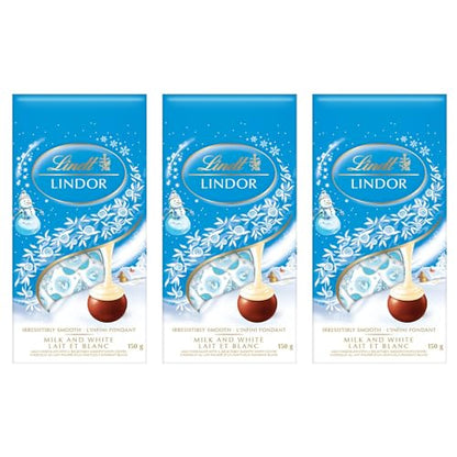 Lindor Holiday Snowman Milk and White Snowman Chocolate Candy Truffles 150g/5.3oz (Shipped from Canada)