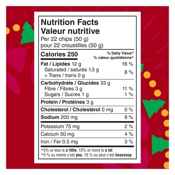 Tostitos Holiday Trees Tortilla Corn Chips nutrition facts