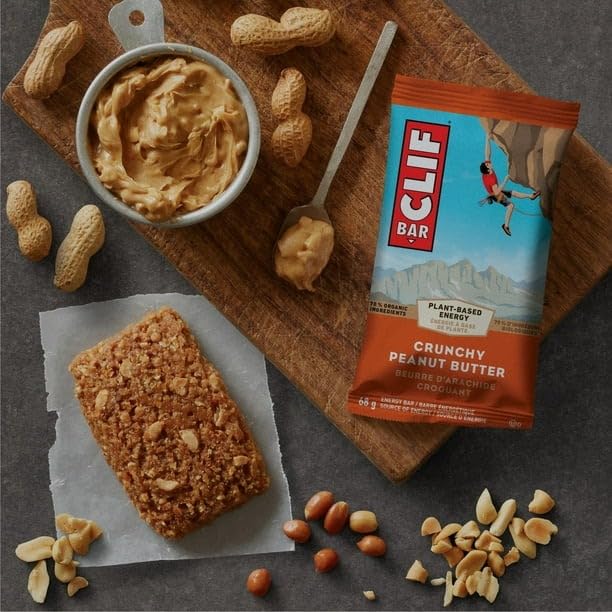 Clif bar Crunchy Peanut Butter Energy Bars, Plant Based Food, Non-GMO, 12 x 68g/2.4 oz (Shipped from Canada)