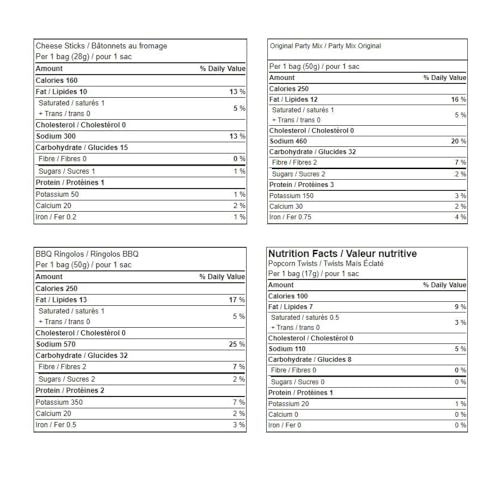 OLD DUTCH Mixed Snack Variety Pack Nutrition Facts