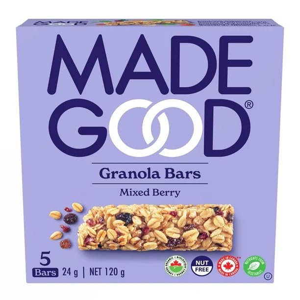 Made Good Mixed Berry Granola Bars 5 Bars x 24g, 120g/4.2 oz (Shipped from Canada)