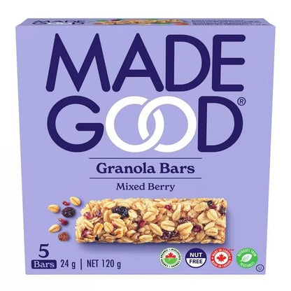 Made Good Mixed Berry Granola Bars 5 Bars x 24g, 120g/4.2 oz (Shipped from Canada)