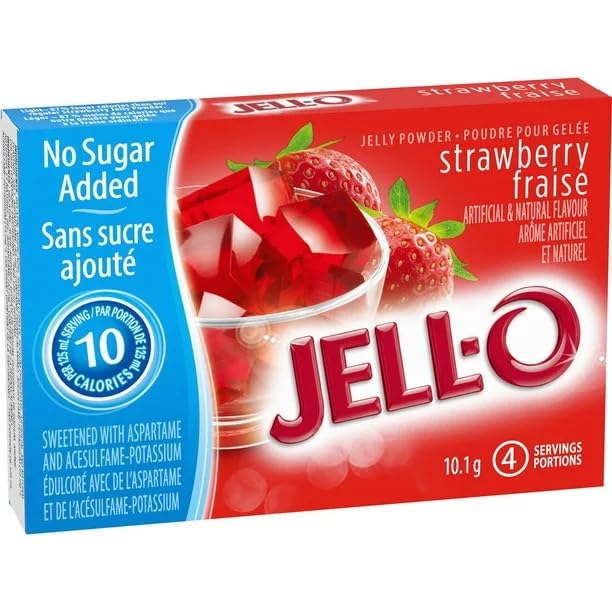 Jell-O Strawberry Jelly Powder Light, Gelatin Mix, 10.1g/0.35oz (Shipped from Canada)