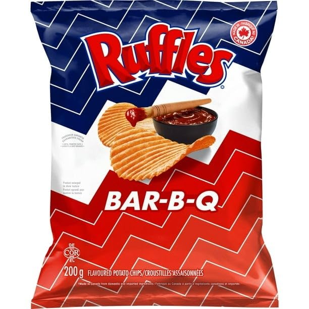 Ruffles New Bar-B-Q Potato Chips, 200g/7.05 oz (Shipped from Canada)