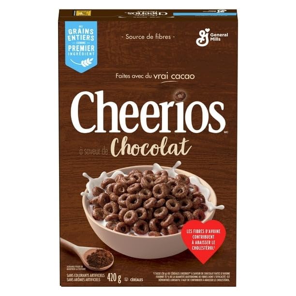 Chocolate Cheerios Breakfast Cereal, Whole Grains, 420g/14.8 oz (Shipped from Canada)