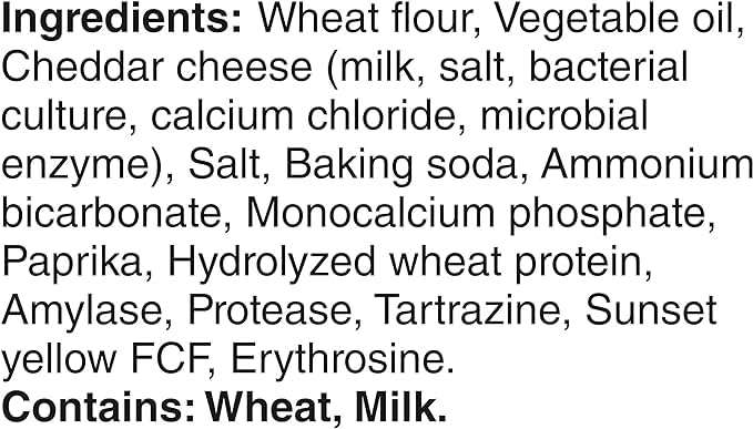 Ritz Cheese Bits Cheddar Flavoured Crackers Ingredients