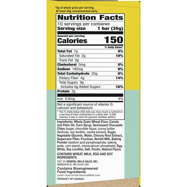 Nature Valley Soft-Baked Muffin Bars, Chocolate Chip, Snack Bars, 10 Bars, 175g/6.2 oz (Shipped from Canada)