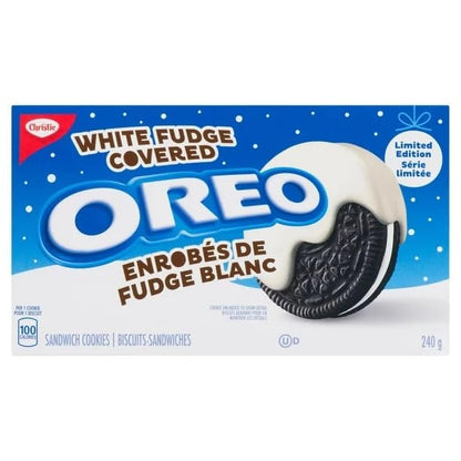 Oreo White Fudge Covered Sandwich Cookies - Holiday Chocolate Cookies, 240g/8.5oz (Shipped from Canada)